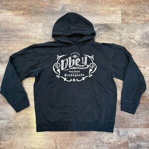 Obey Worldwide Black Men’s Graphic Pullover Hoodie Size Medium Skater Streetwear